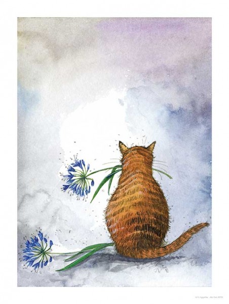Alex Clark Kunstdruck Cat & Agapanthus