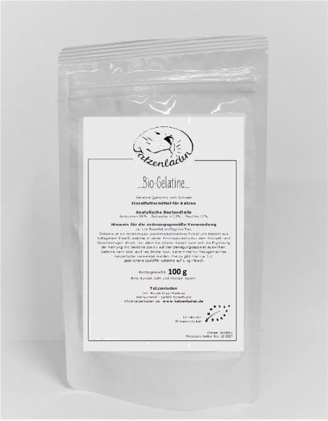 Tatzenladen Bio-Gelatine gekörnt, 120 g Tüte DE-ÖKO-003