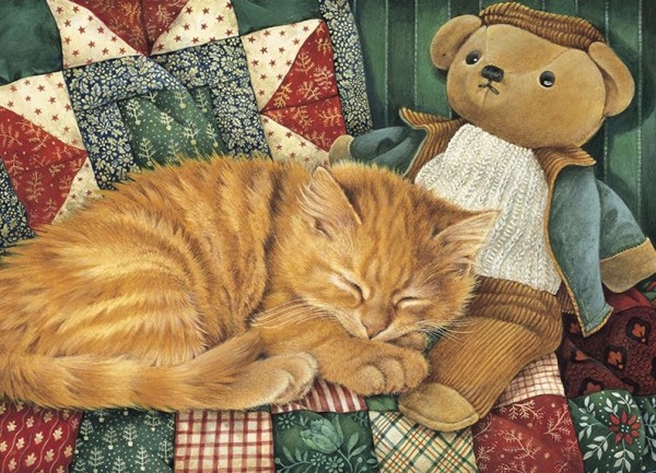 Blank Card Silent Night - Dandelion and bear