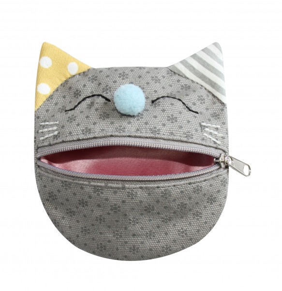 Canvas Cat Purse, grey
