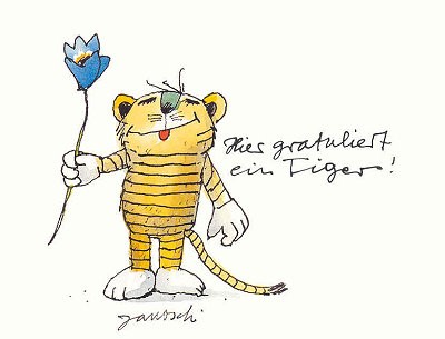 Janosch Postkarte Tiger Gratuliert