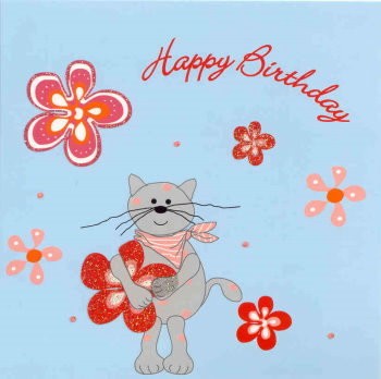 Quadr. Glitzer-Postkarte Happy Birthday