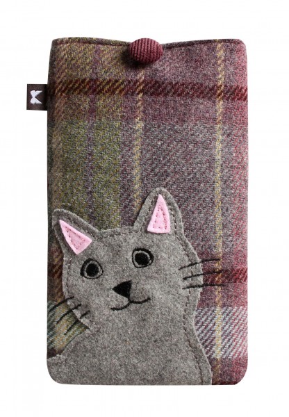Tweed Cat Eyeglass Case, grey