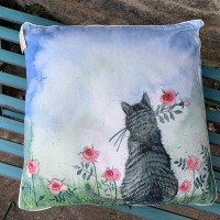 Cushion Cat and Flowers Cushion Cat and Flowers